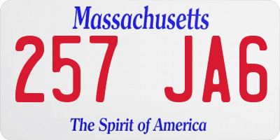 MA license plate 257JA6