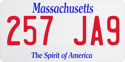 MA license plate 257JA9