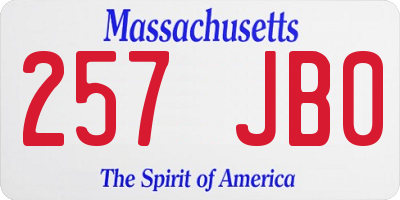 MA license plate 257JB0