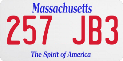 MA license plate 257JB3