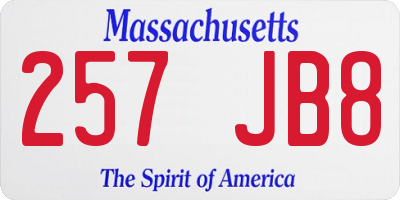 MA license plate 257JB8