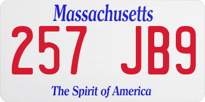 MA license plate 257JB9