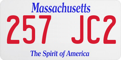 MA license plate 257JC2