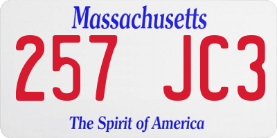 MA license plate 257JC3