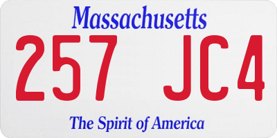 MA license plate 257JC4