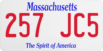 MA license plate 257JC5