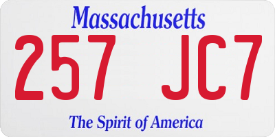 MA license plate 257JC7