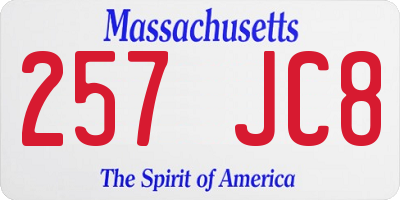 MA license plate 257JC8