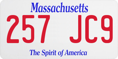 MA license plate 257JC9