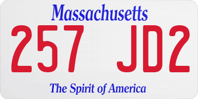 MA license plate 257JD2