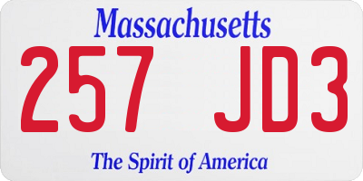 MA license plate 257JD3
