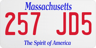 MA license plate 257JD5