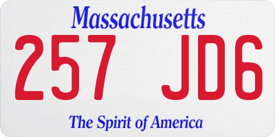 MA license plate 257JD6