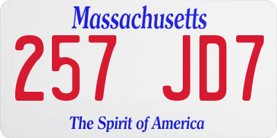 MA license plate 257JD7