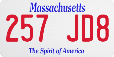 MA license plate 257JD8