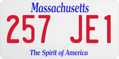 MA license plate 257JE1