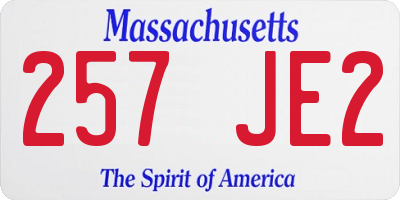 MA license plate 257JE2