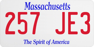 MA license plate 257JE3