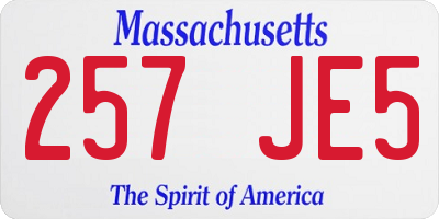 MA license plate 257JE5