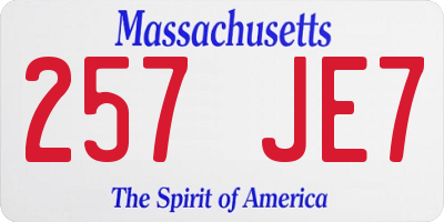 MA license plate 257JE7