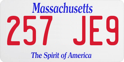 MA license plate 257JE9