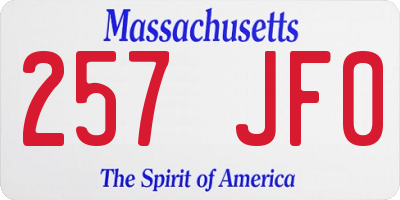 MA license plate 257JF0