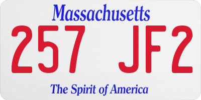 MA license plate 257JF2
