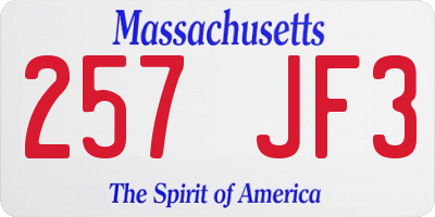 MA license plate 257JF3