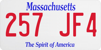 MA license plate 257JF4