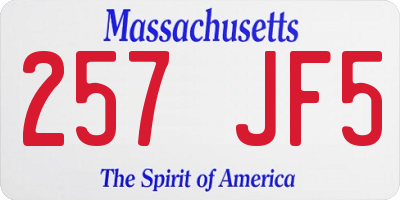 MA license plate 257JF5