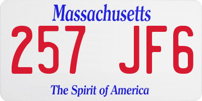 MA license plate 257JF6
