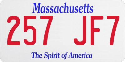 MA license plate 257JF7