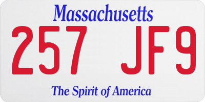 MA license plate 257JF9