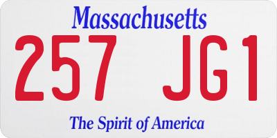 MA license plate 257JG1