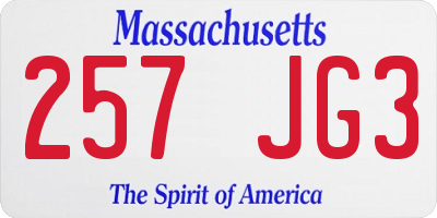 MA license plate 257JG3