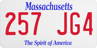 MA license plate 257JG4