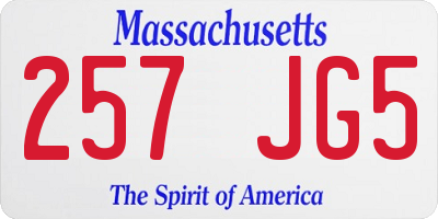 MA license plate 257JG5