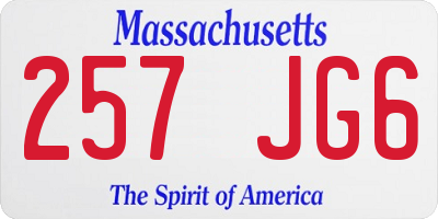 MA license plate 257JG6