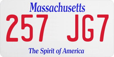 MA license plate 257JG7