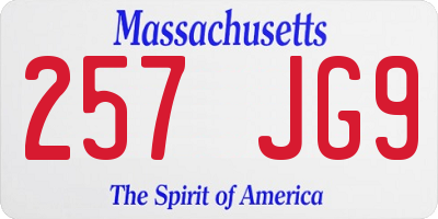 MA license plate 257JG9