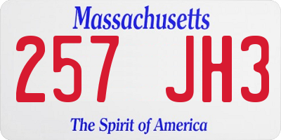 MA license plate 257JH3
