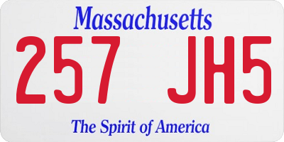 MA license plate 257JH5