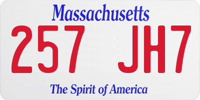 MA license plate 257JH7