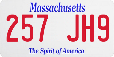 MA license plate 257JH9