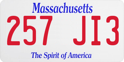MA license plate 257JI3