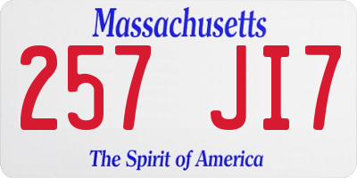 MA license plate 257JI7