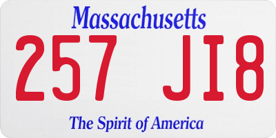 MA license plate 257JI8