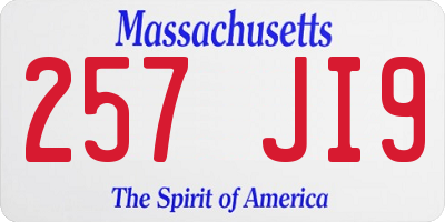 MA license plate 257JI9