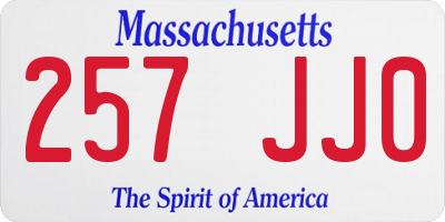 MA license plate 257JJ0