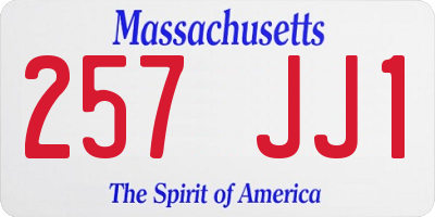 MA license plate 257JJ1